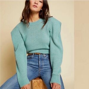 Nation LTD Women's Crew Neck Alpaca Sweater in Light Blue / teal